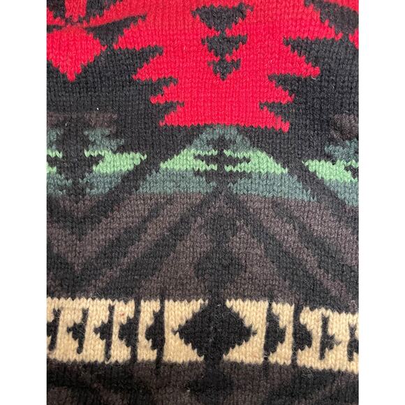 Polo Ralph Lauren Native Knit Wool Cardigan Sweater L Red Black Green Indian VTG - Picture 8 of 12